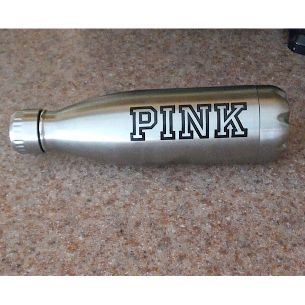 🆕🔥PINK BY VS SUPER CUTE METAL TIN TUMBLER SILVER&BLACK (PINK)ON THE TUMBLER!! - Picture 10 of 13